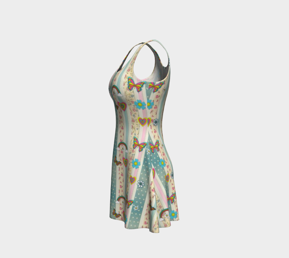 Cottagecore Pastel Stripes Short Flared Dress