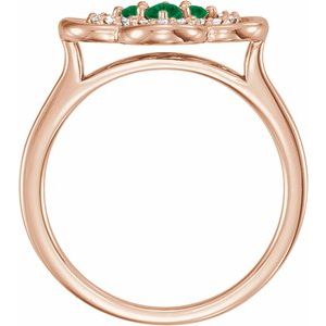 14K Rose Gold Lab-Grown Emerald & 1/10 CTW Diamond Ring