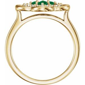 14K Yellow Gold Lab-Grown Emerald & 1/10 CTW Diamond Ring