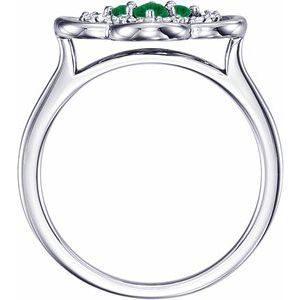 Platinum Natural Emerald & 1/10 CTW Natural Diamond Ring