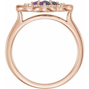 14K Rose Gold Lab-Grown Alexandrite & 1/10 CTW Diamond Ring