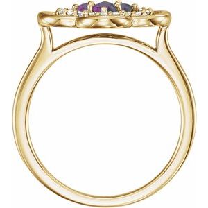 14K Yellow Gold Lab-Grown Alexandrite & 1/10 CTW Diamond Ring