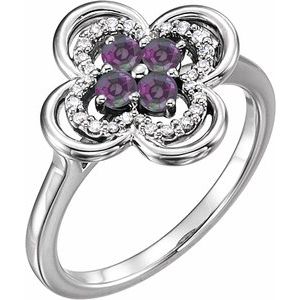 14K White Gold Lab-Grown Alexandrite & 1/10 CTW Diamond Ring