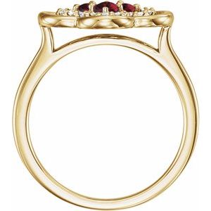 14K Yellow Gold Lab-Grown Ruby & 1/10 CTW Diamond Ring