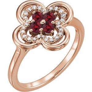 14K Rose Gold Lab-Grown Ruby & 1/10 CTW Diamond Ring