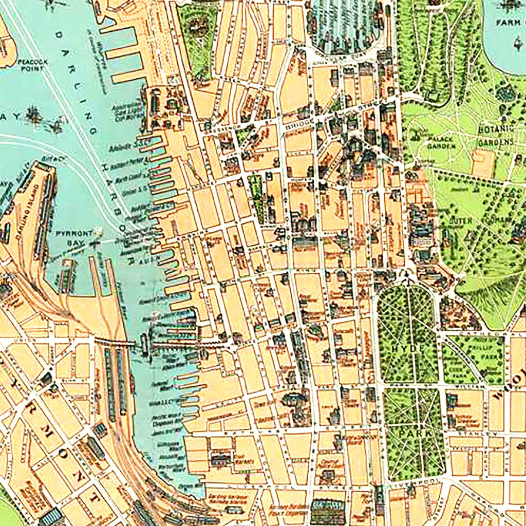 Vintage Map of Sydney, Australia 1909