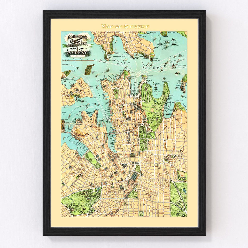 Vintage Map of Sydney, Australia 1909