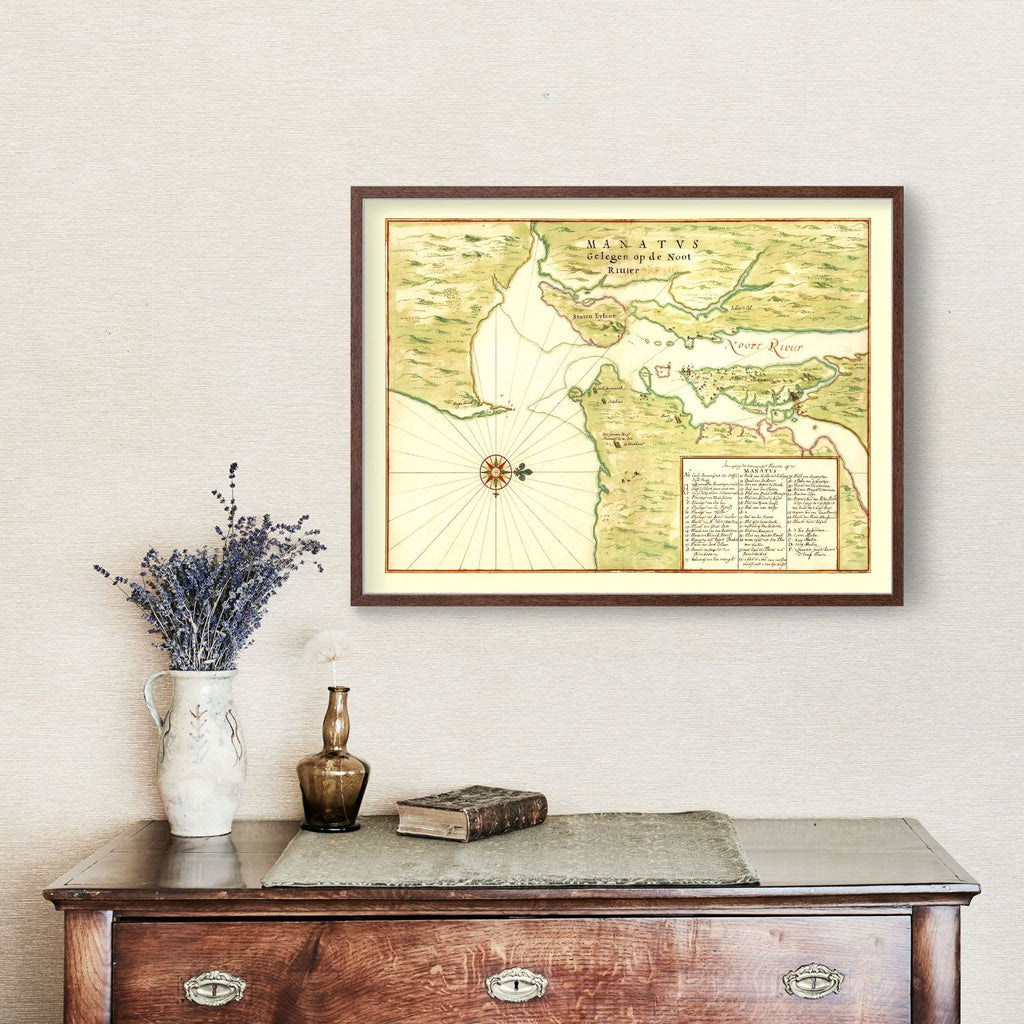 Vintage Map of New York Region, 1670
