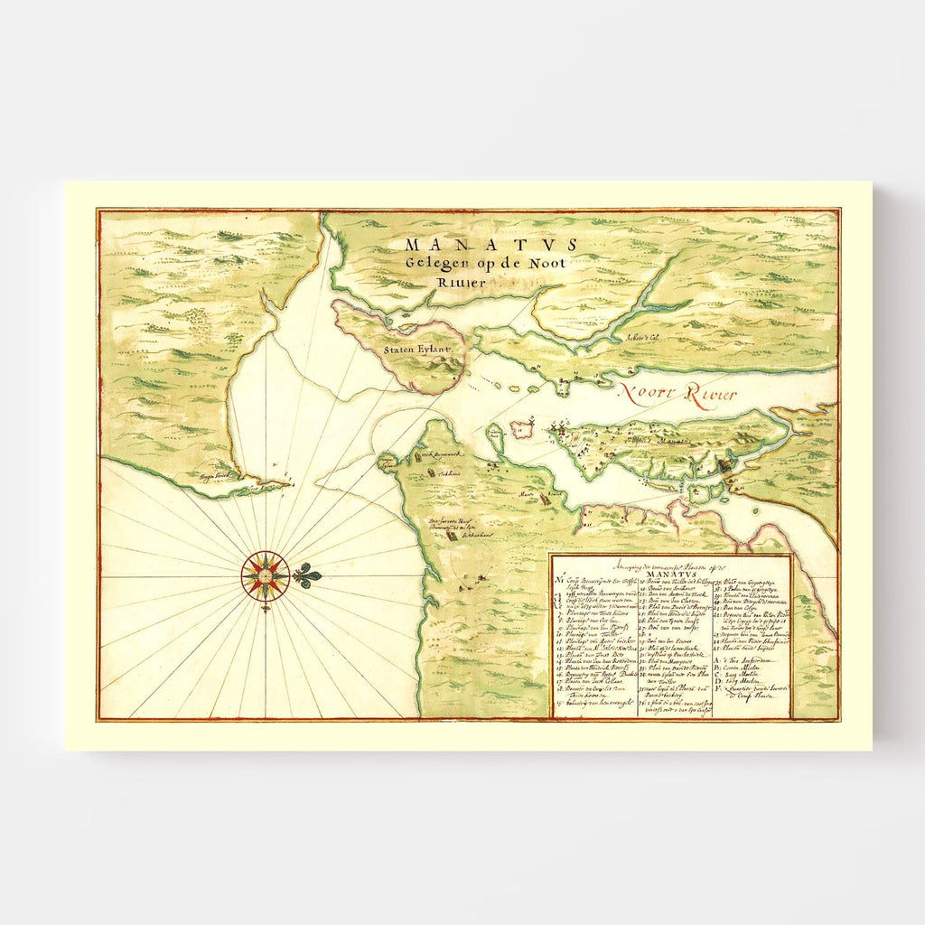 Vintage Map of New York Region, 1670