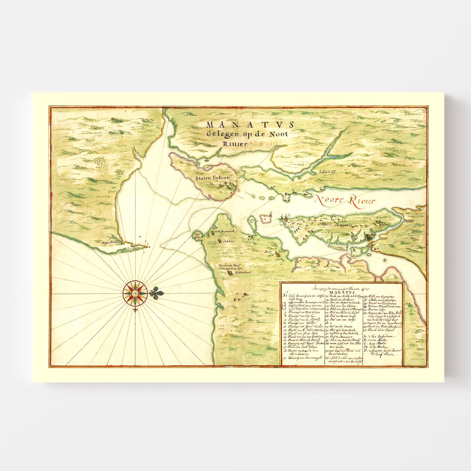 Vintage Map of New York Region, 1670