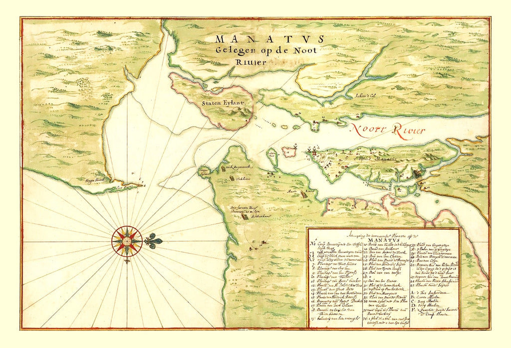 Vintage Map of New York Region, 1670