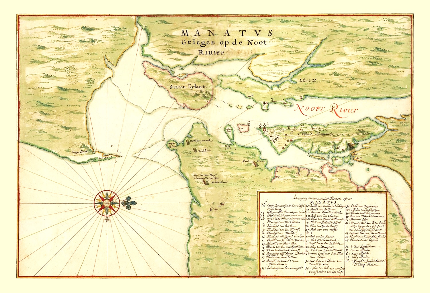 Vintage Map of New York Region, 1670