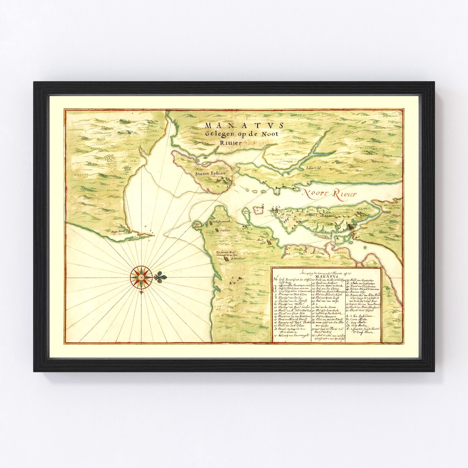Vintage Map of New York Region, 1670