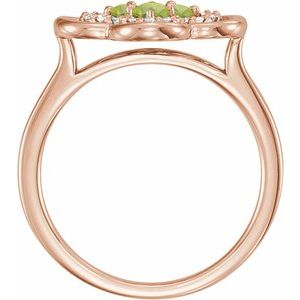 14K Rose Gold Natural Peridot & 1/10 CTW Natural Diamond Ring