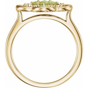 14K Yellow Gold Natural Peridot & 1/10 CTW Natural Diamond Ring