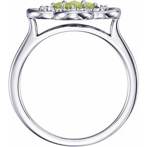 Platinum Natural Peridot & 1/10 CTW Natural Diamond Ring