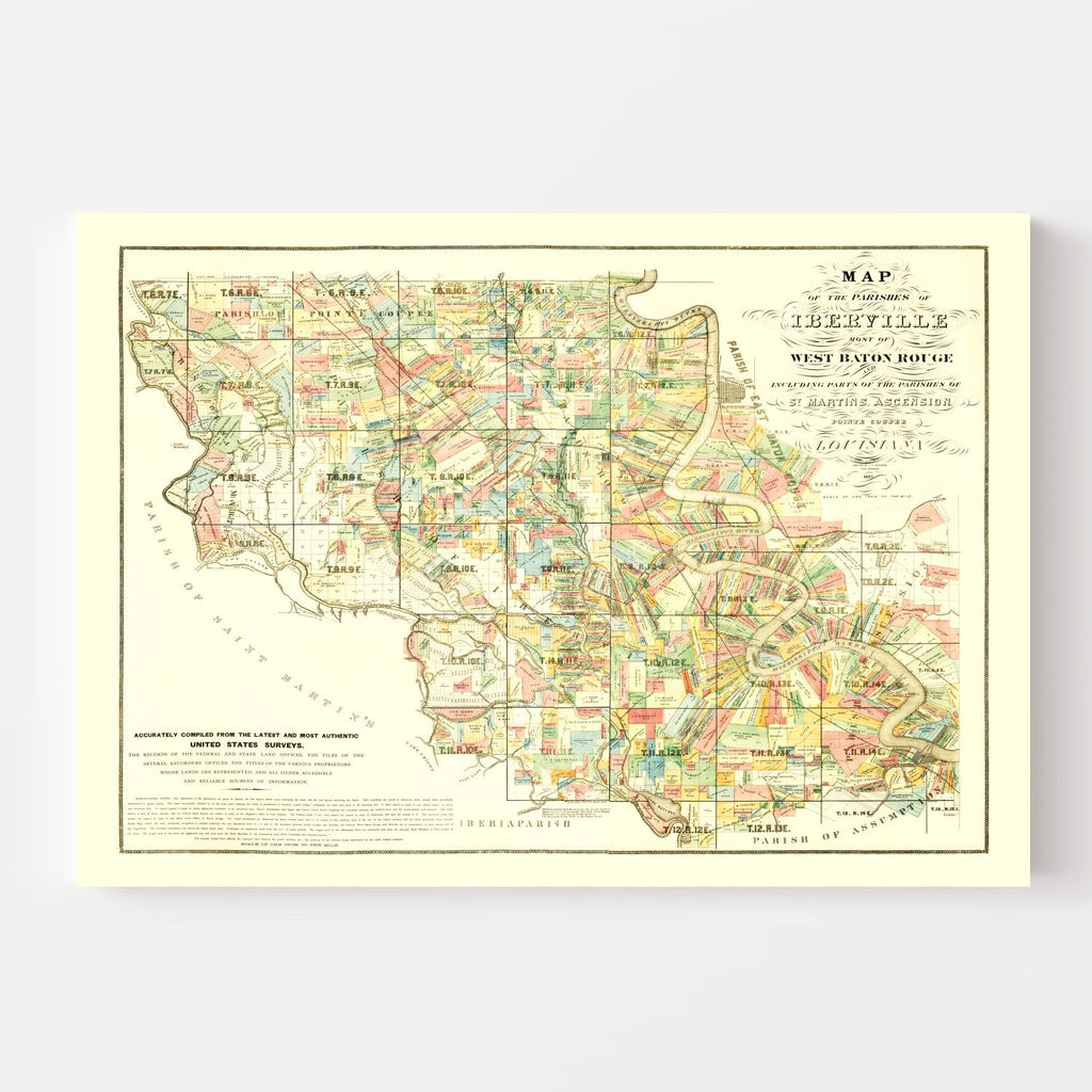Vintage Map of Iberville Parish, Louisiana 1883
