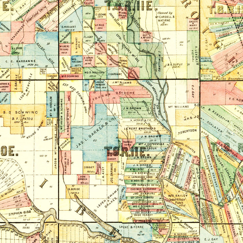 Vintage Map of Iberville Parish, Louisiana 1883