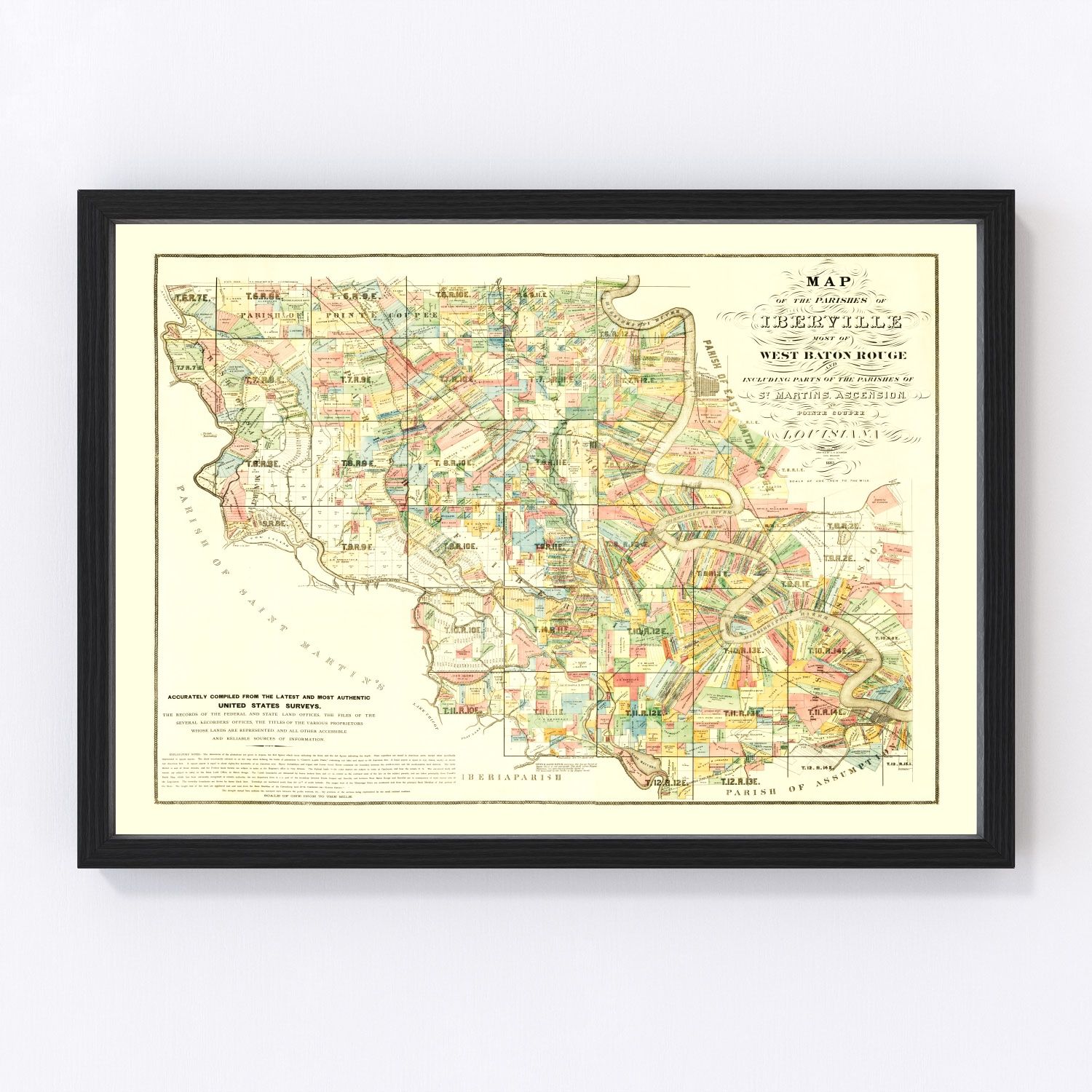Vintage Map of Iberville Parish, Louisiana 1883