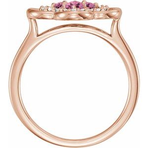 14K Rose Gold Natural Pink Tourmaline & 1/10 CTW Natural Diamond Ring