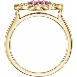 14K Yellow Gold Natural Pink Tourmaline & 1/10 CTW Natural Diamond Ring