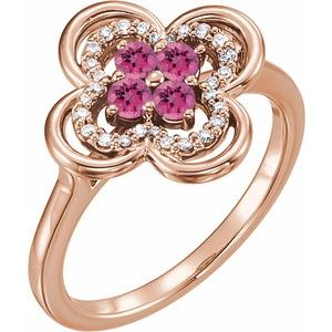 14K Rose Gold Natural Pink Tourmaline & 1/10 CTW Natural Diamond Ring