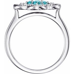 14K White Gold Natural Blue Zircon & 1/10 CTW Natural Diamond Ring