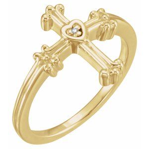 14K Yellow Gold .005 CTW Natural Diamond Cross Ring