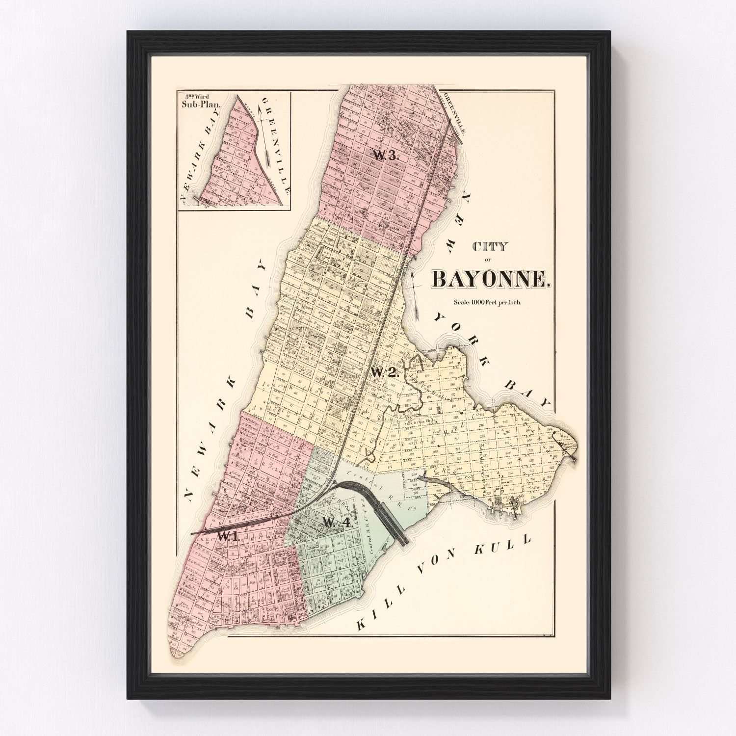 Vintage Map of Bayonne, New Jersey 1873