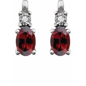 14K White Gold Natural Mozambique Garnet & .02 CTW Natural Diamond Earrings – image 2