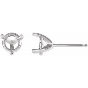 18K White Gold 6.5 mm Round 3-Prong Earring Mounting