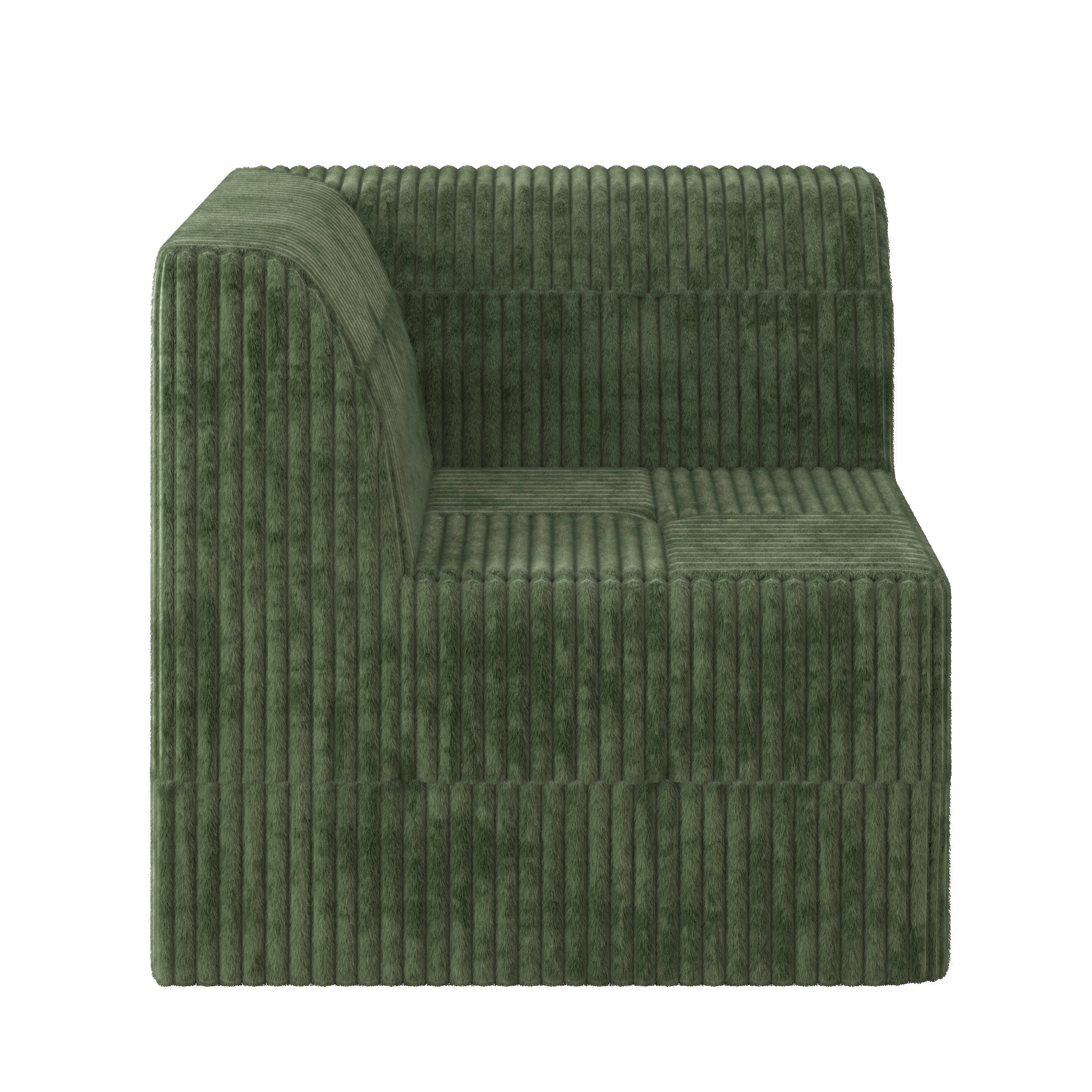 L shape Modular Sectional Sofa, Compressed Sectional Sofa Modern Minimalist Style Corduroy Couch, Sleeper Sofa for Living Room, Bedroom, Comfy Compressed Sofa Couch Space-Efficient Design-GREEN