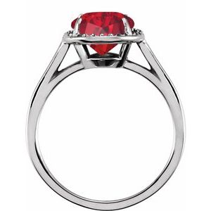 14K White Gold 10x8 mm Lab-Grown Ruby & .06 CTW Natural Diamond Ring