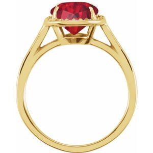 14K Yellow Gold 10x8 mm Lab-Grown Ruby & .06 CTW Natural Diamond Ring
