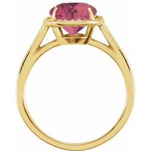 14K Yellow Gold 10x8 mm Natural Pink Tourmaline & .06 CTW Natural Diamond Ring