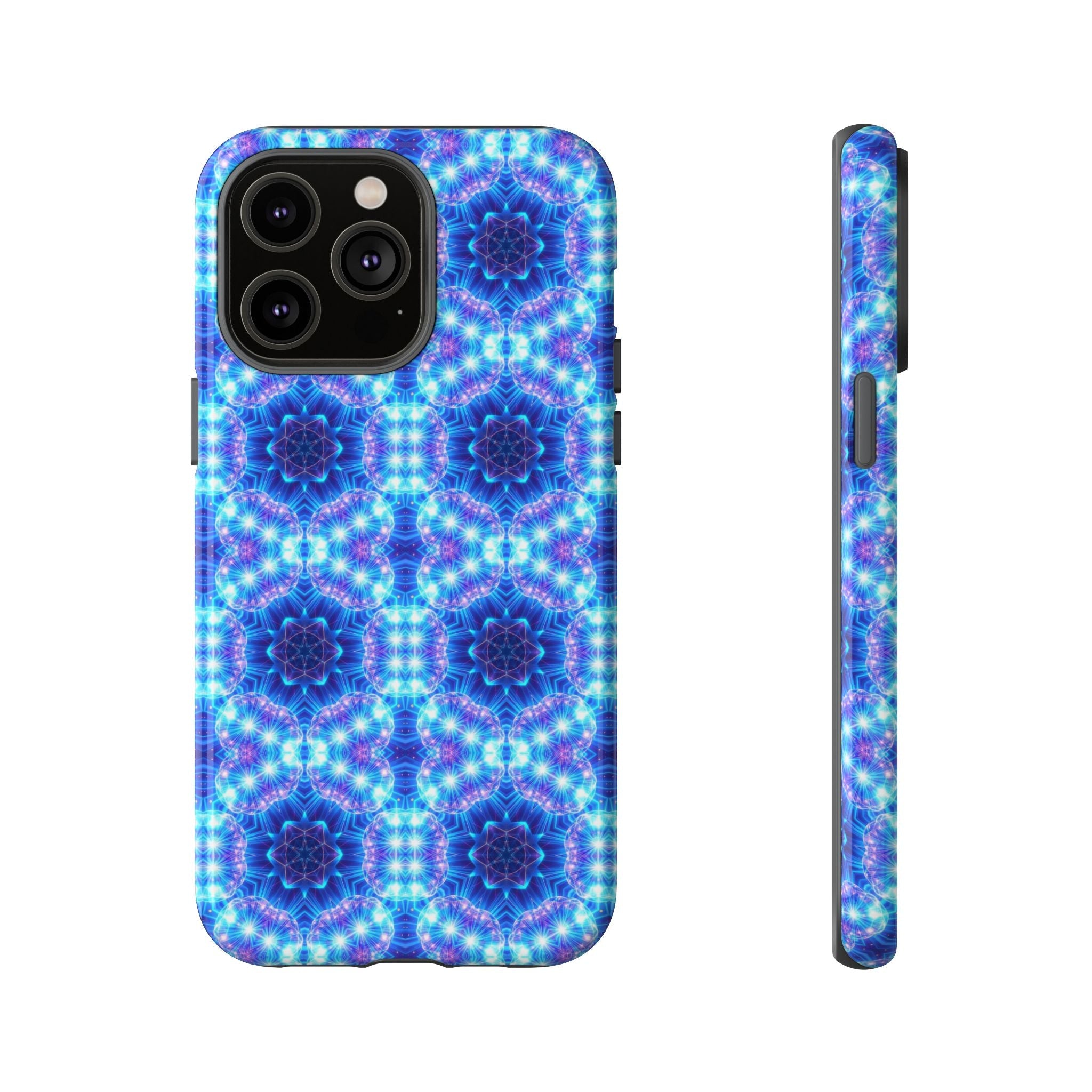 Blue Mandalas with Neon Lights Tough Phone Cases