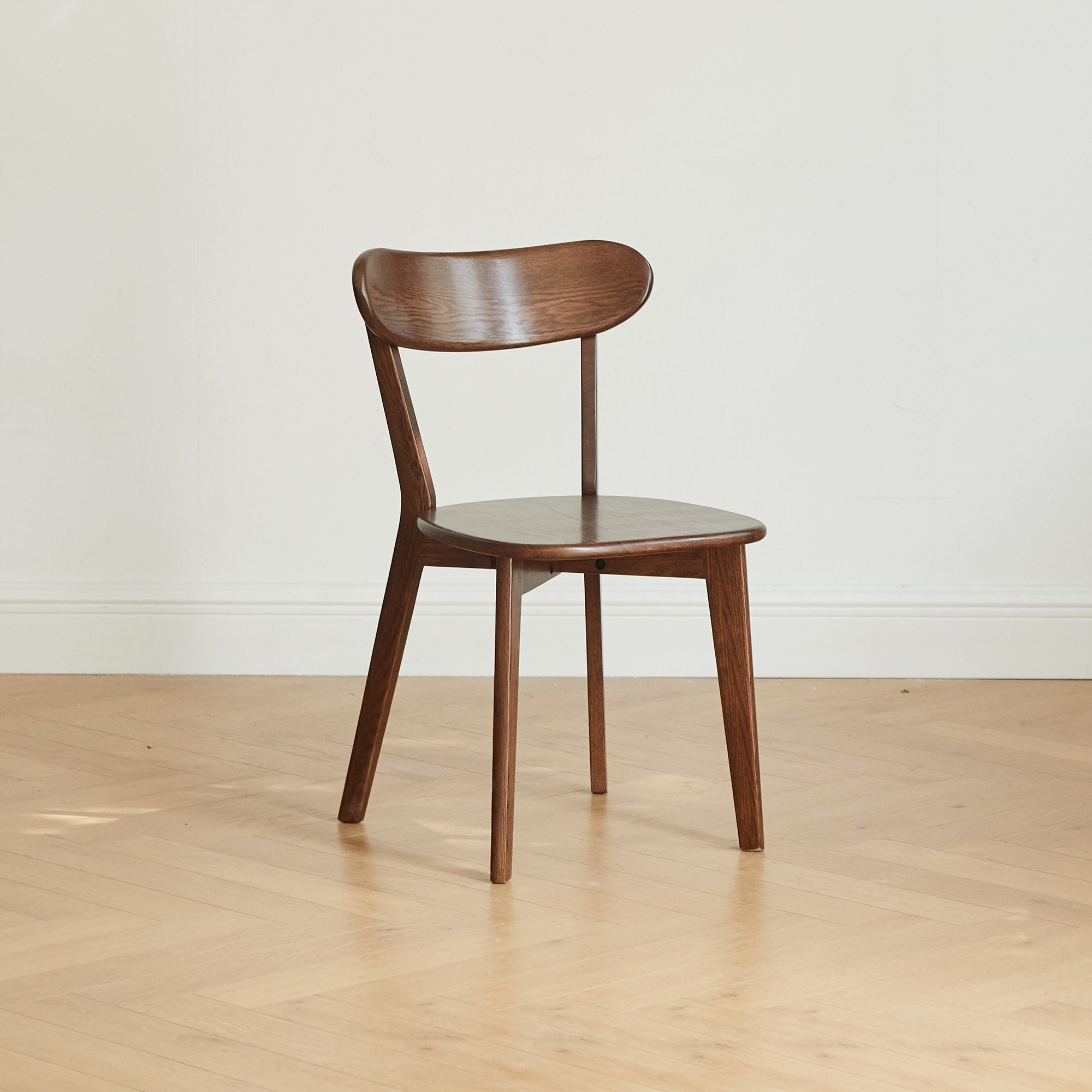 Natural Oak Dining Chair Set of 2 - Solid Wood, Walnut Finish, 46.5 * 54 * 80cm
