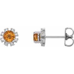 Platinum Natural Citrine & .06 CTW Natural Diamond Earrings