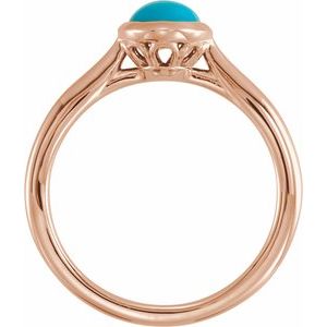 14K Rose Gold 8x6 mm Natural Turquoise Cabochon Ring