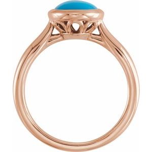 14K Rose Gold 10x8 mm Natural Turquoise Cabochon Ring