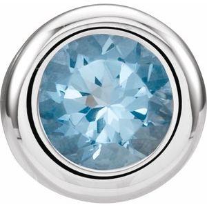 14K White Gold 5 mm Imitation Aquamarine Pendant