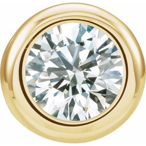 14K Yellow Gold 5 mm Imitation White Cubic Zirconia Pendant