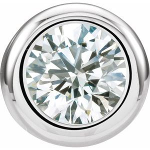 14K White Gold 5 mm Imitation White Cubic Zirconia Pendant