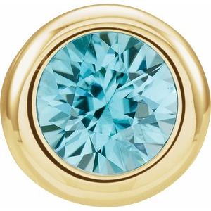 14K Yellow Gold 5 mm Imitation Blue Zircon Pendant