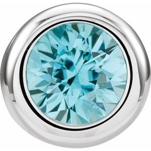 14K White Gold 5 mm Imitation Blue Zircon Pendant
