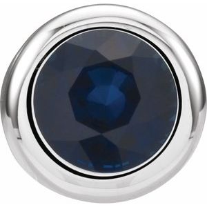 14K White Gold 5 mm Imitation Blue Sapphire Pendant