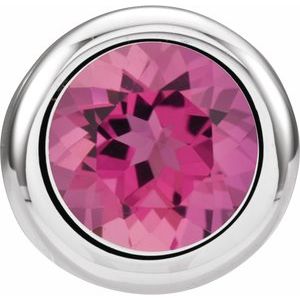 14K White Gold 5 mm Imitation Pink Tourmaline Pendant