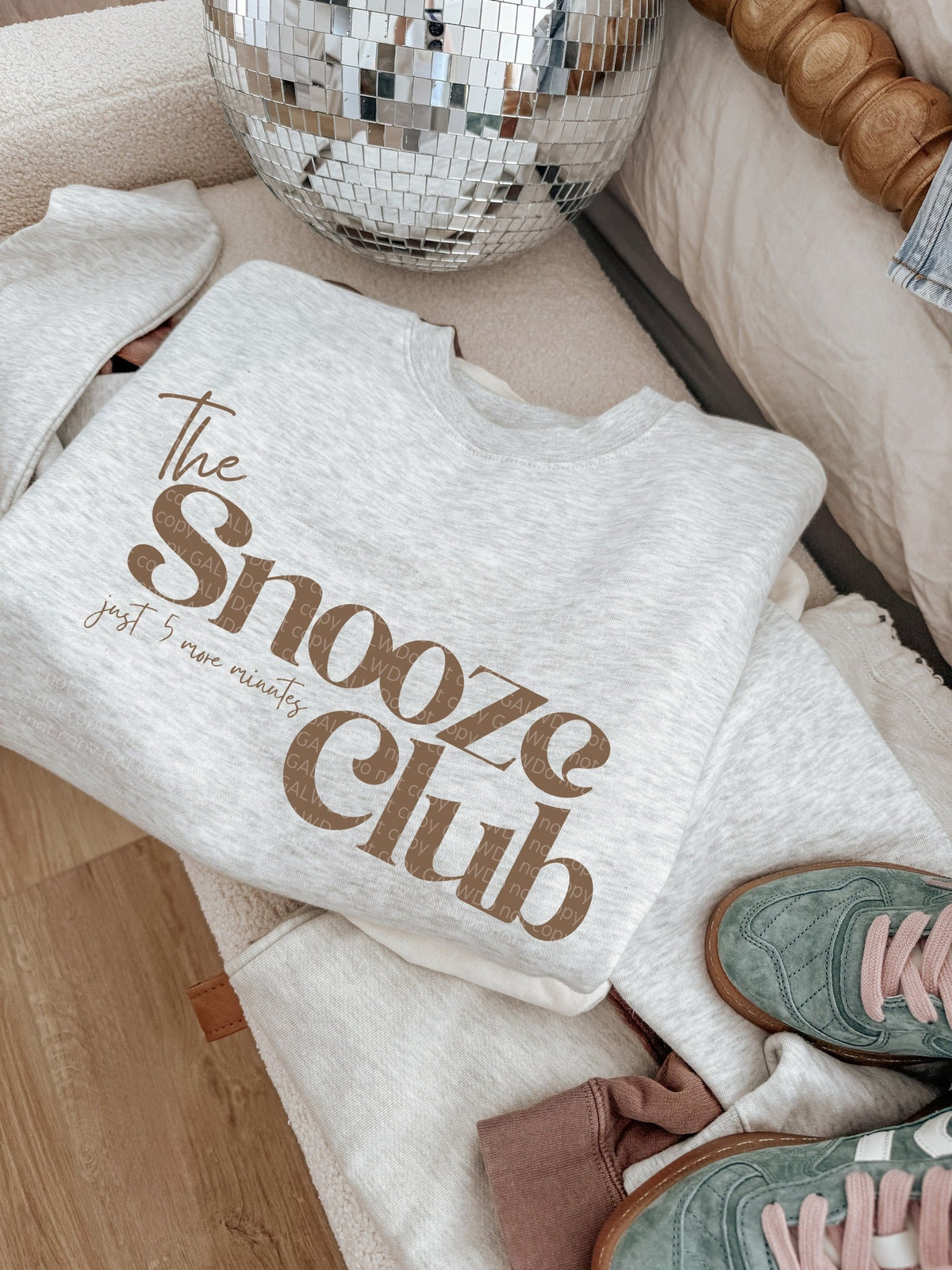 Brown the snooze club tee or sweatshirt