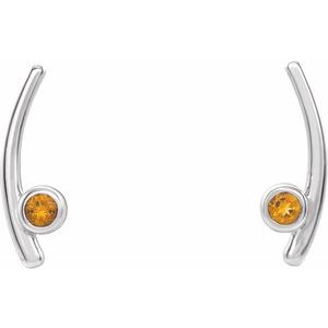 Platinum Natural Citrine Ear Climbers – image 2