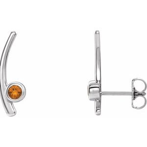 Platinum Natural Citrine Ear Climbers